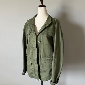 Sz M Ann Taylor LOFT light zip front collar utility jacket